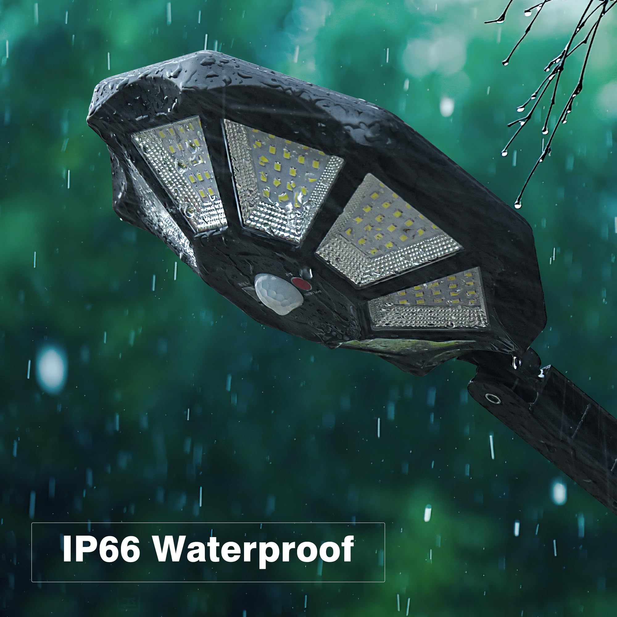 Solar Lights Outdoor Waterproof, 168LED 6500K Flood Light Dusk to Dawn, 8 Sides Parking Lot Lights with Motion Sensor, IP66 Waterproof Solar Powered Outdoor Lights for Yard, Pools(4 Pack)