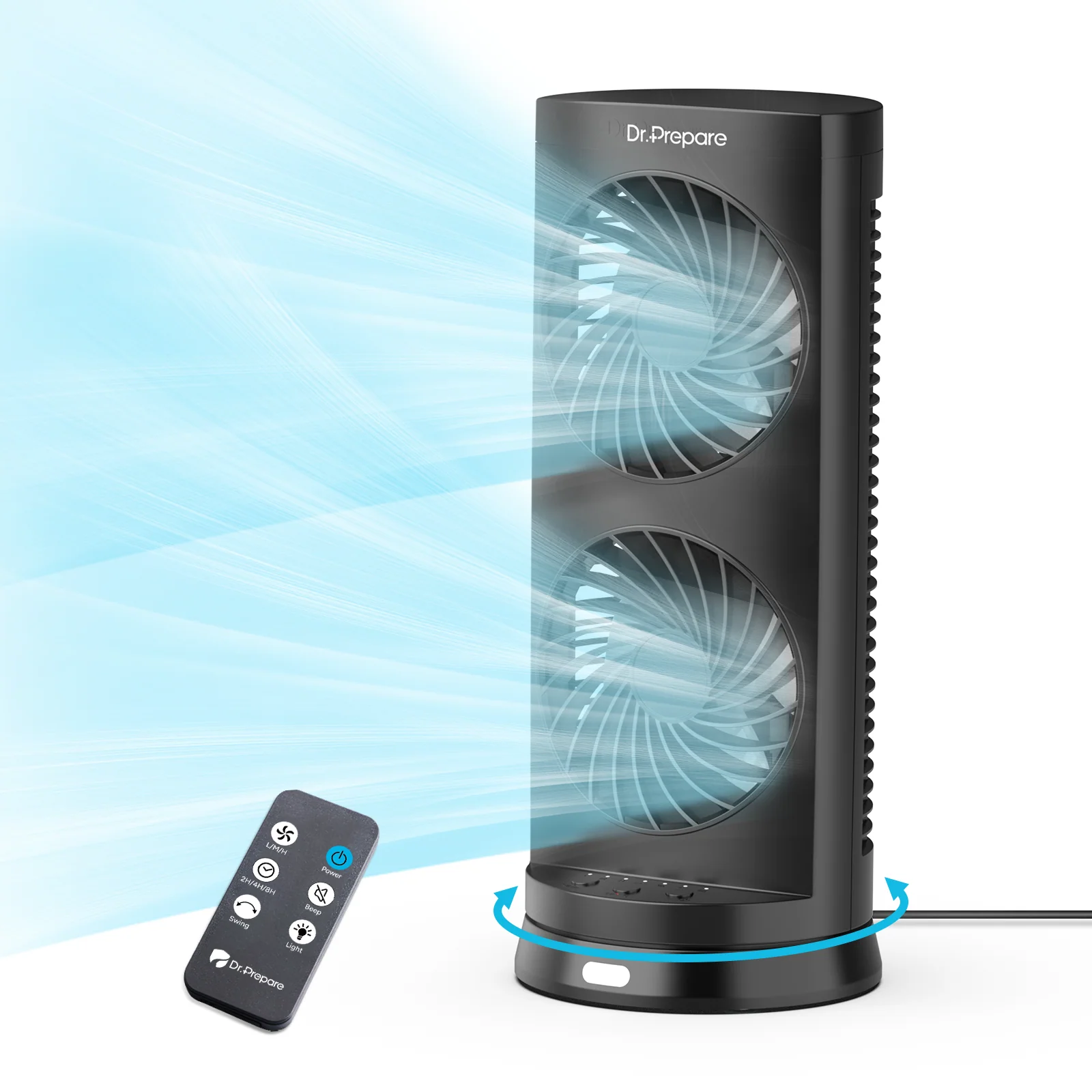 Dual Oscillating Tower Fan with Remote Control