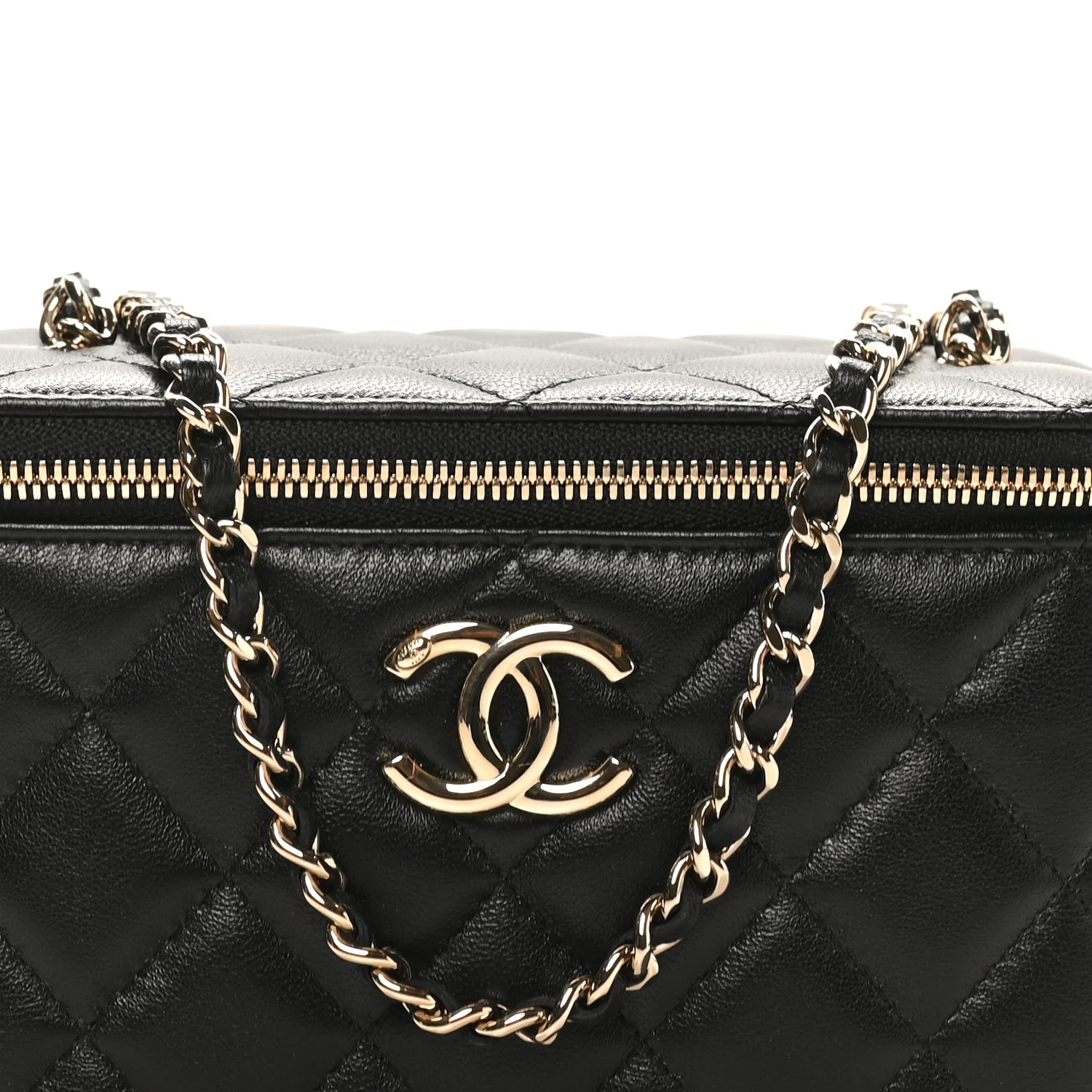 Lambskin Quilted Small CC Vanity Case Black
