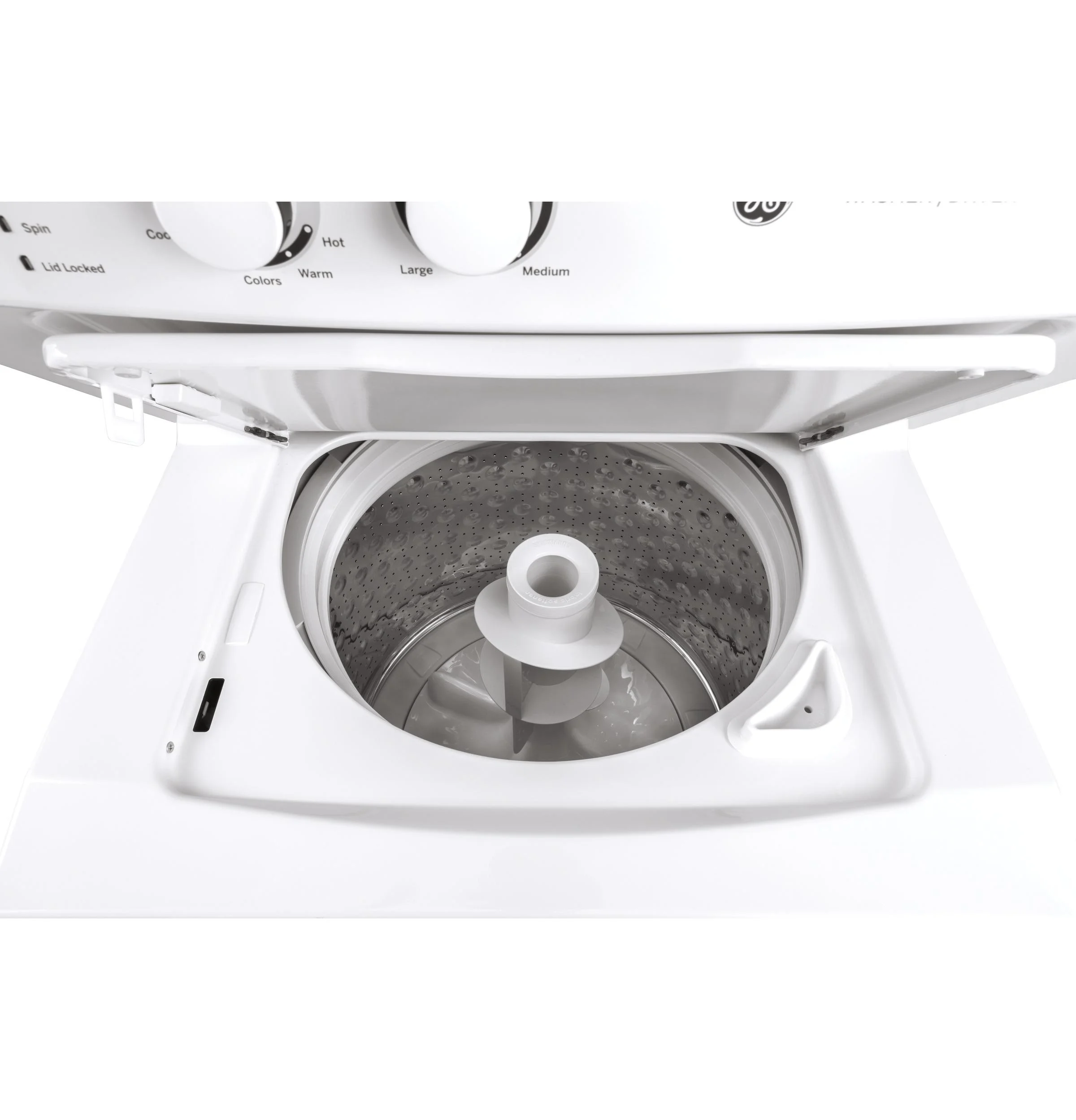 GE Unitized Spacemaker 3.8 DOE Cu. Ft. Stainless Steel Washer and 5.9 Cu. Ft. Gas Dryer