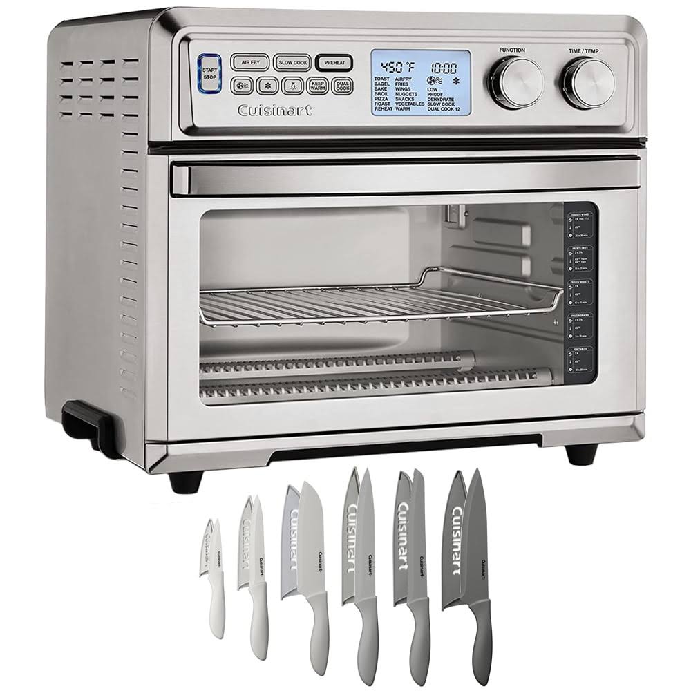 Cuisinart TOA-95 Large Digital AirFry Toaster Oven Bundle with Cuisinart Advantage 12-Piece Gray Knife Set with Blade Guards