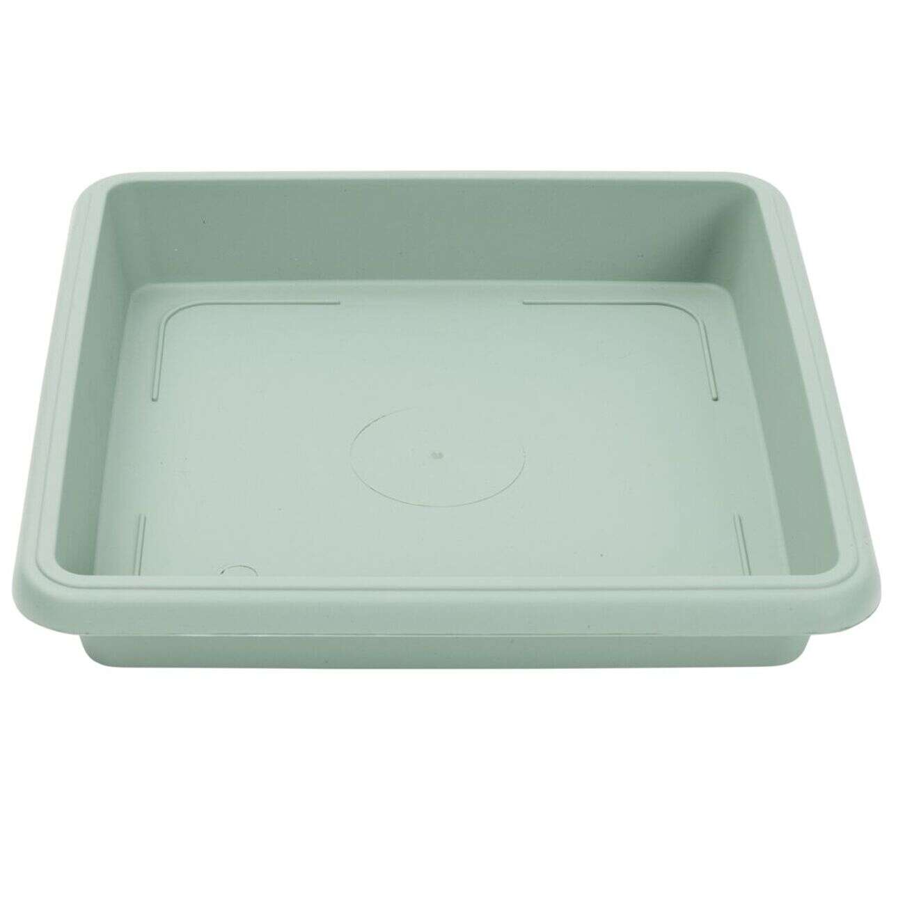Soucoupe carrée pot de fleur plastique vert laurier 27,5x27,5cm