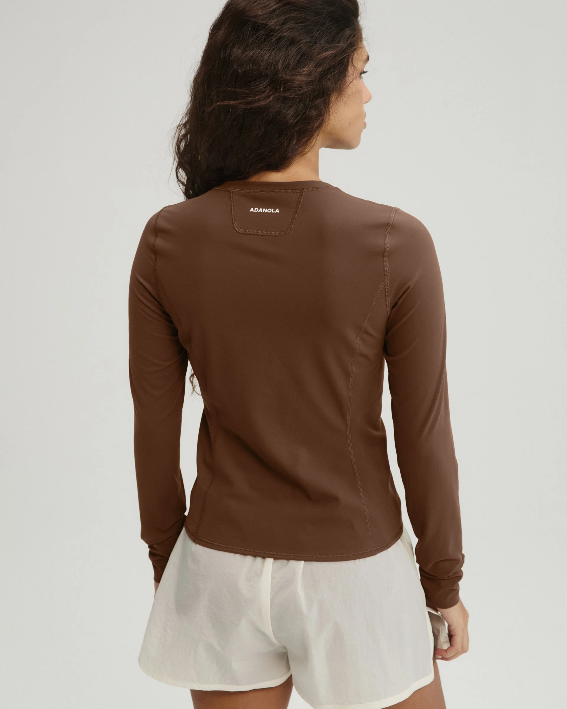 Panelled Long Sleeve Top - Mocha Brown