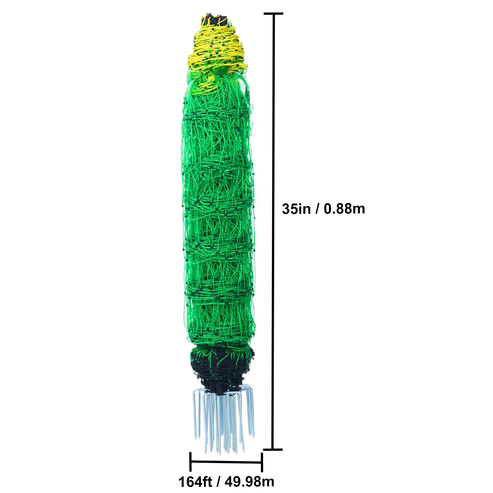 KFFKFF Powered Mesh Barrier, 35 Height x 164' Length, PE Grid Barrier with Poles & Twin-Pronged Pegs, Handy Movable Netting for Goats, Sheep, Lambs, Deer, Hogs, Dogs, Suitable for Home Gardens, Farm