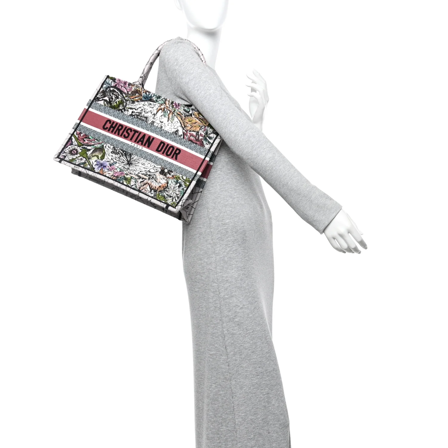Canvas Embroidered Medium Zodiac Book Tote Latte Multicolor