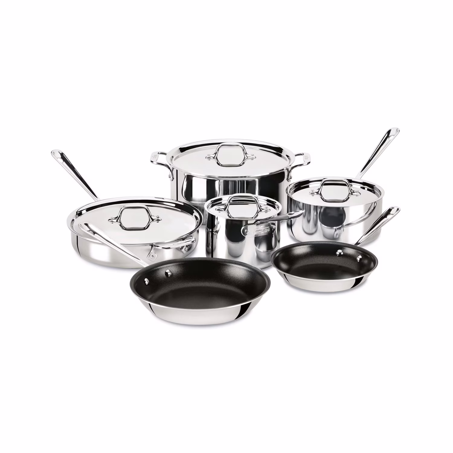 All-Clad D3 Stainless 3-ply Bonded Cookware Set, Nonstick 10 piece Set