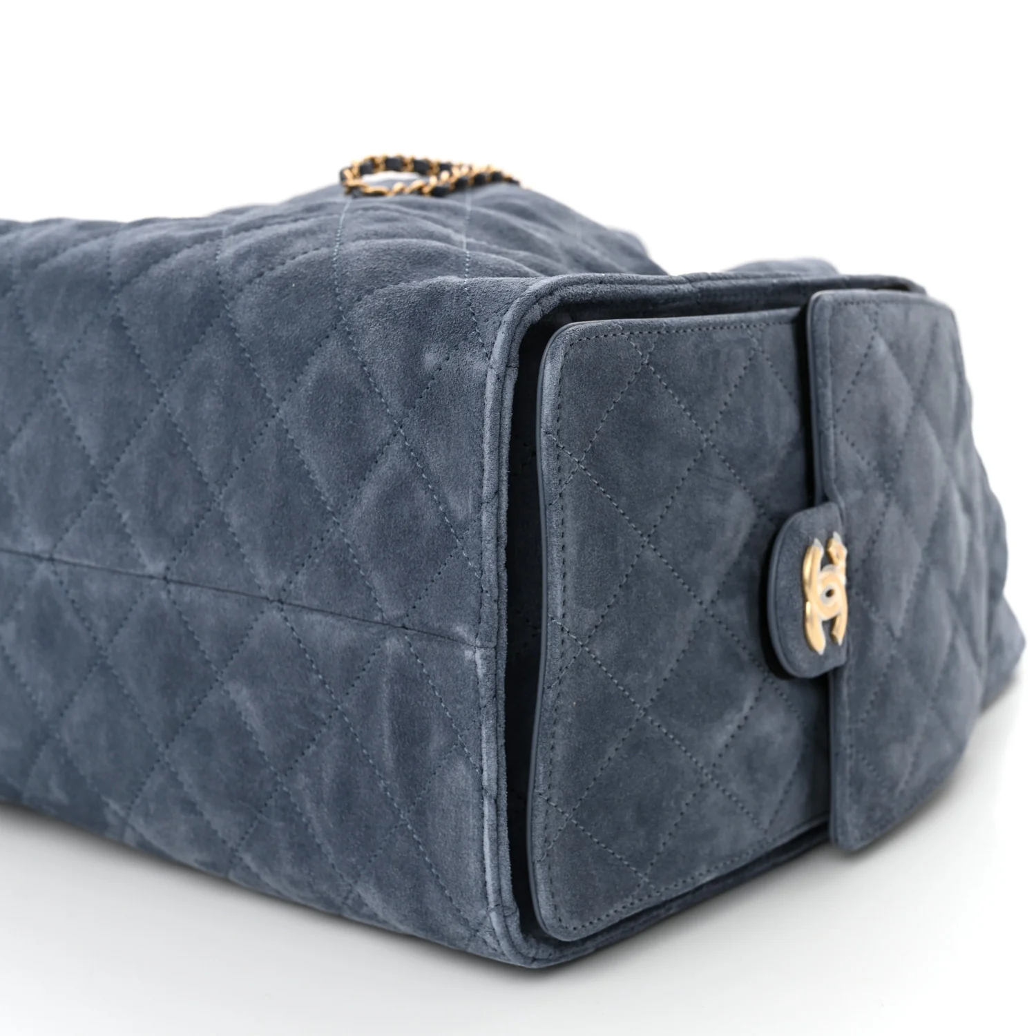 Suede Quilted Medium Chanel 25 Handbag Blue
