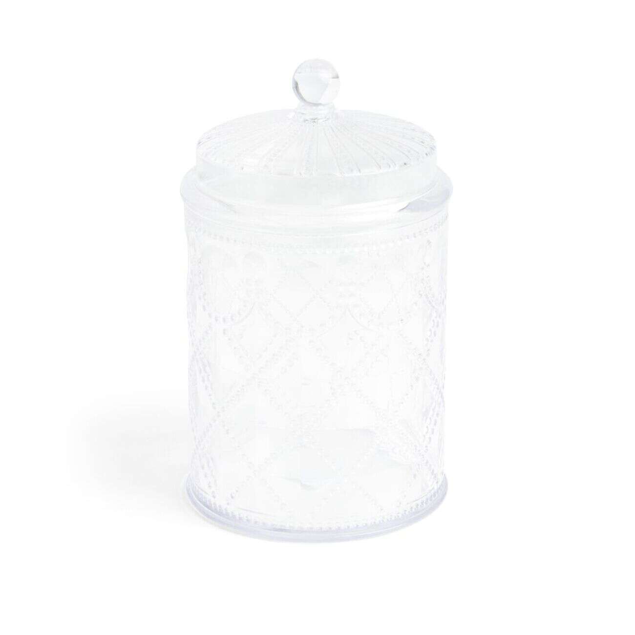 Bonbonnière plastique effet capitonné Ø10xH20cm (2 modèles)