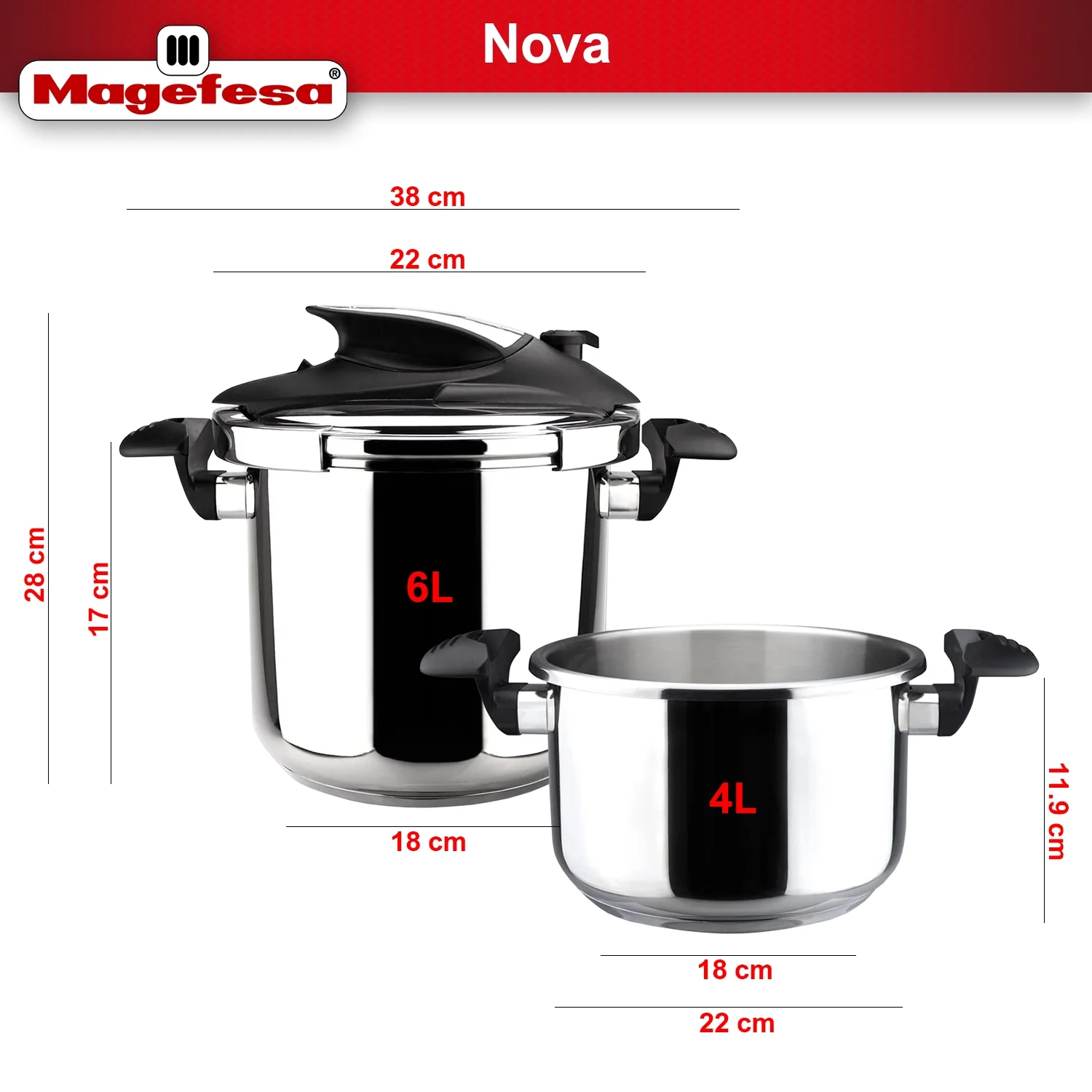 Nova 4.2 Qt Stovetop Pressure Cooker �?Fast Cooking, Easy Locking, 18/10 Stainless Steel, Induction Compatible, 5 Safety Features, 11.6 PSI(4.2 qt) - Image 10