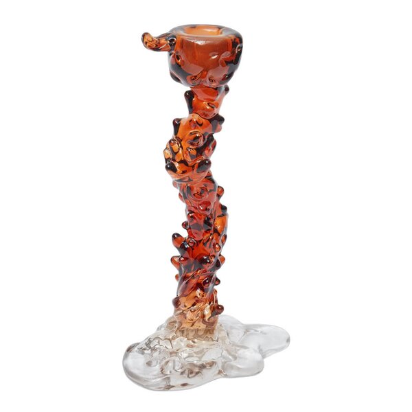 Drip lysestake i glass L 25 cm mørk brun