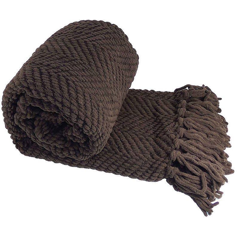 Boon Tweed Knitted Throw Blanket Brown