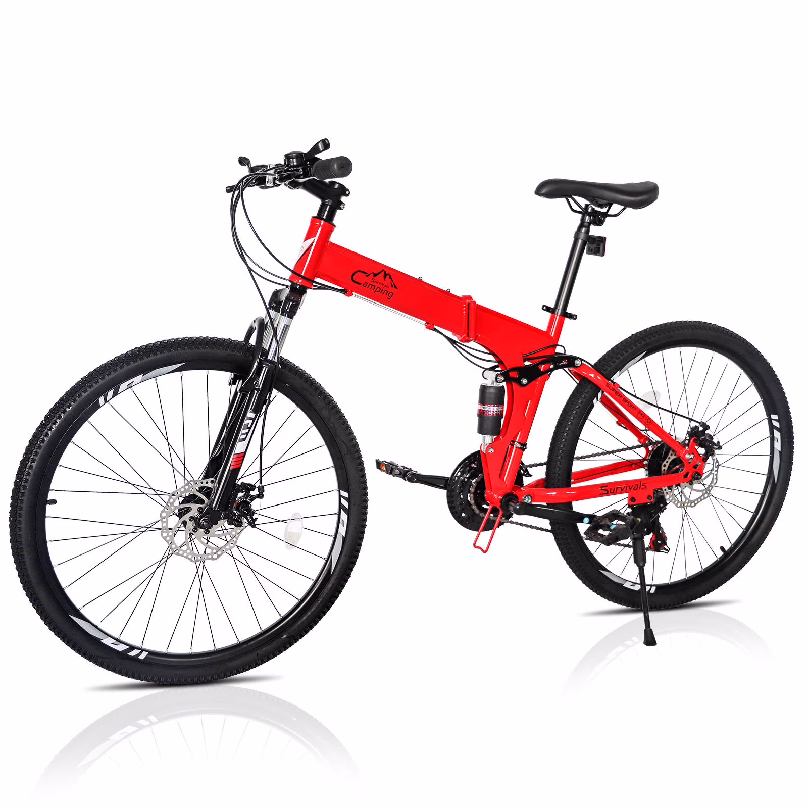 Ktaxon Folding 21 Shimano Speed 26 Wheel Riding Mountain Bike, Steel Frame Trail Road Bicycle, for Men and Women, Red