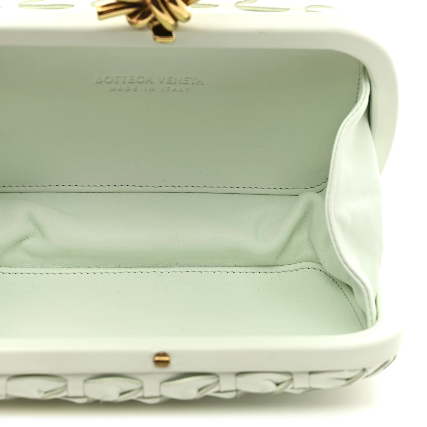 Intrecciato Minaudiere Knot Clutch Glacier