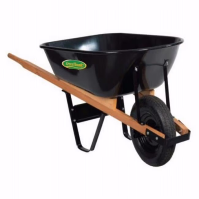5 Cu. Ft. Steel Wheelbarrow, Black