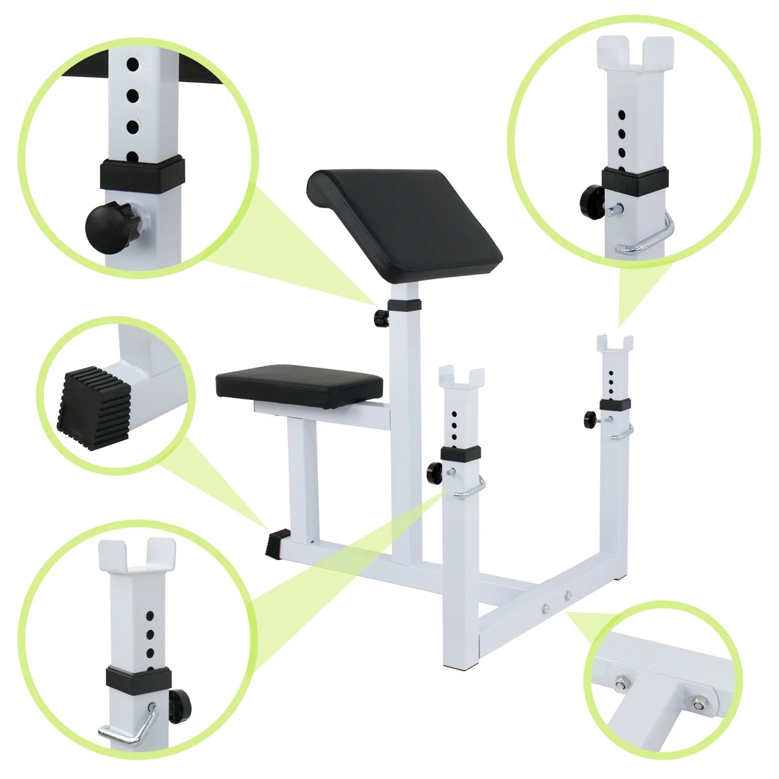 ZENY Arm Curl Weight Bench Adjustable Commercial Preacher Seated Dumbbell