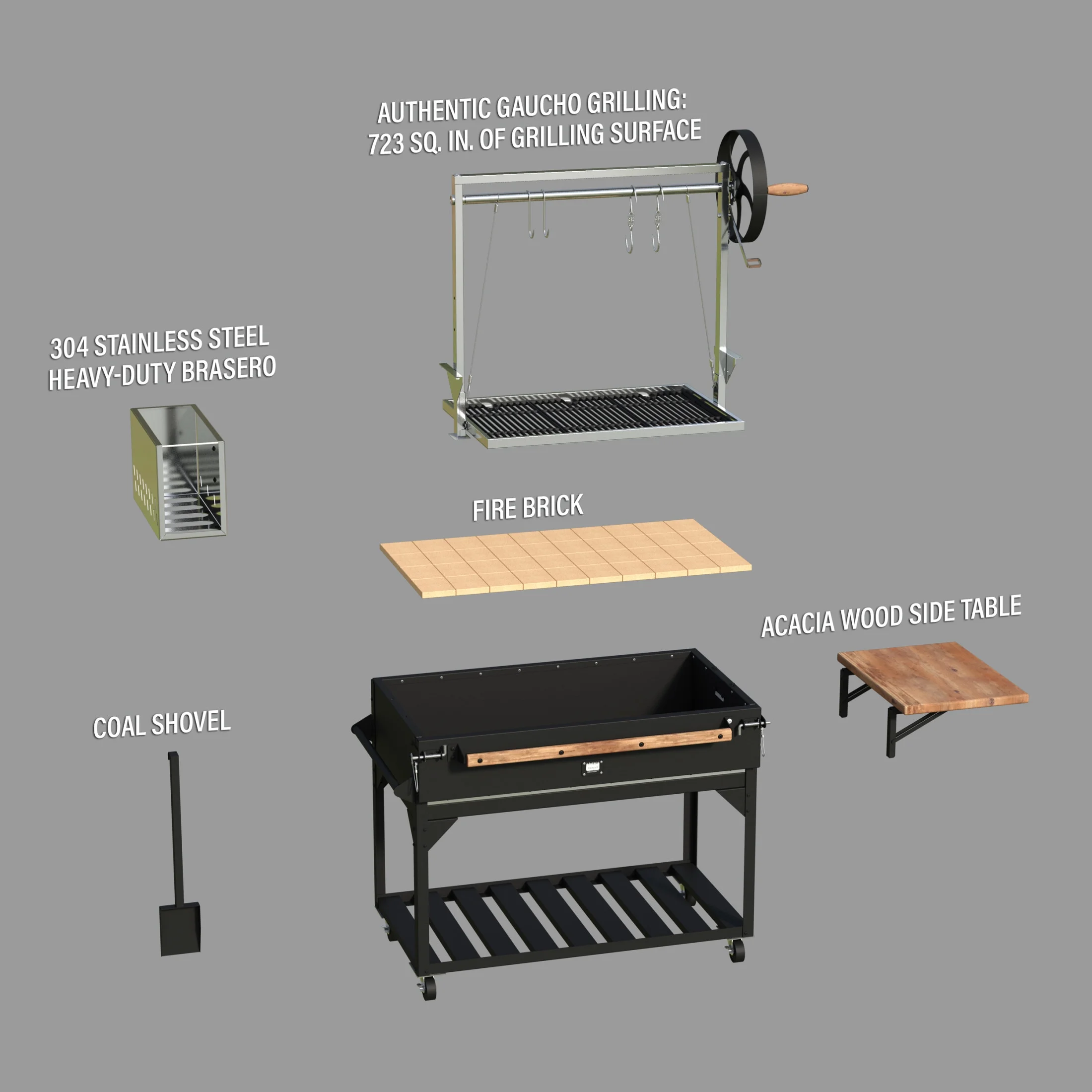 Backyard Discovery Argentine Santa Maria Wood Fire & Charcoal Steel BBQ Grill, Brasero