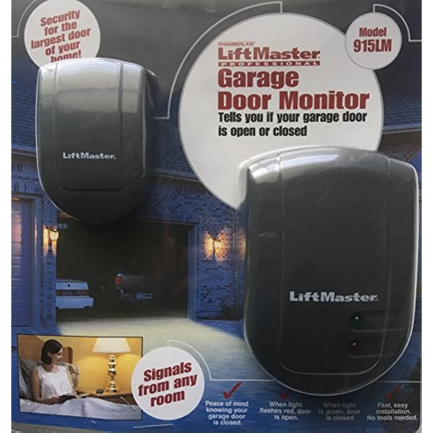 915LM Wireless Garage Door Monitor Motion Detector, Red - Image 2