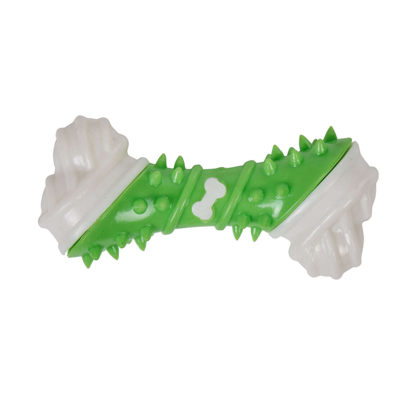 Jouet forme os pour chien à picots blanc et vert pastel L12,3cm