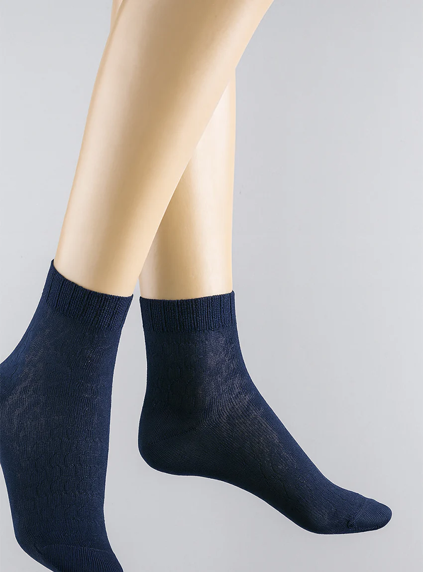 Socquettes femme en coton bleu marine