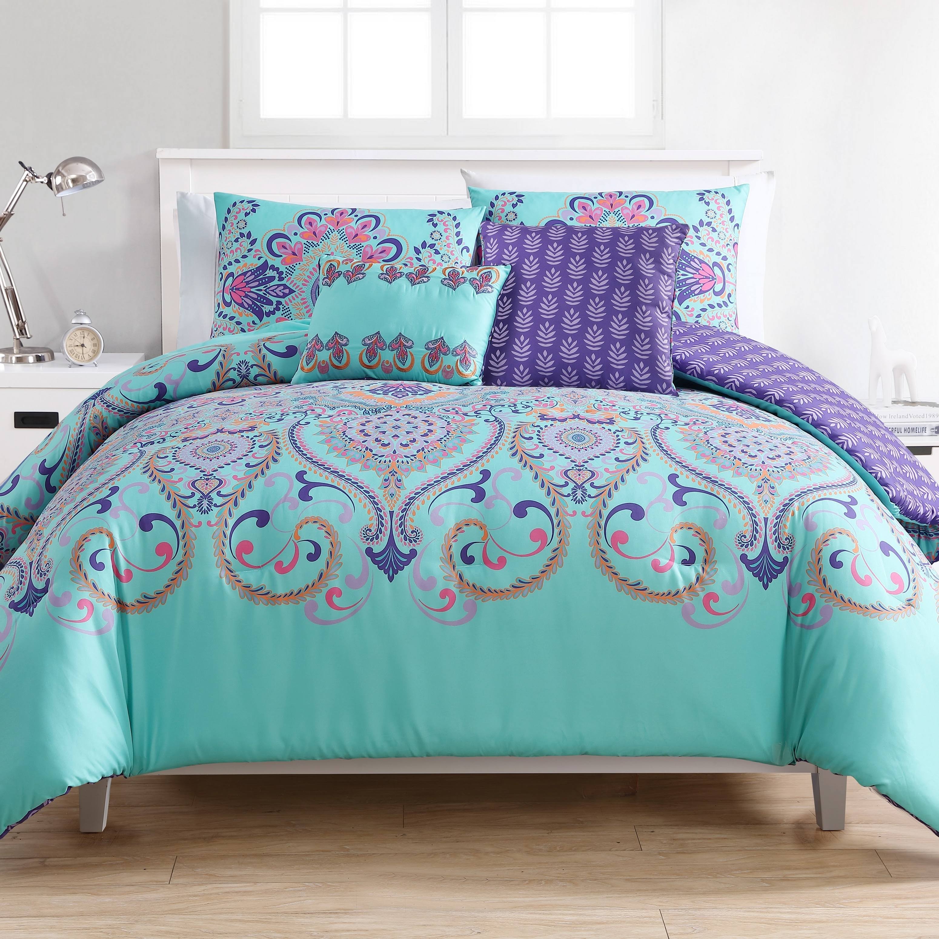 Vcny Home Amherst Reversible Comforter Set - King - Aqua