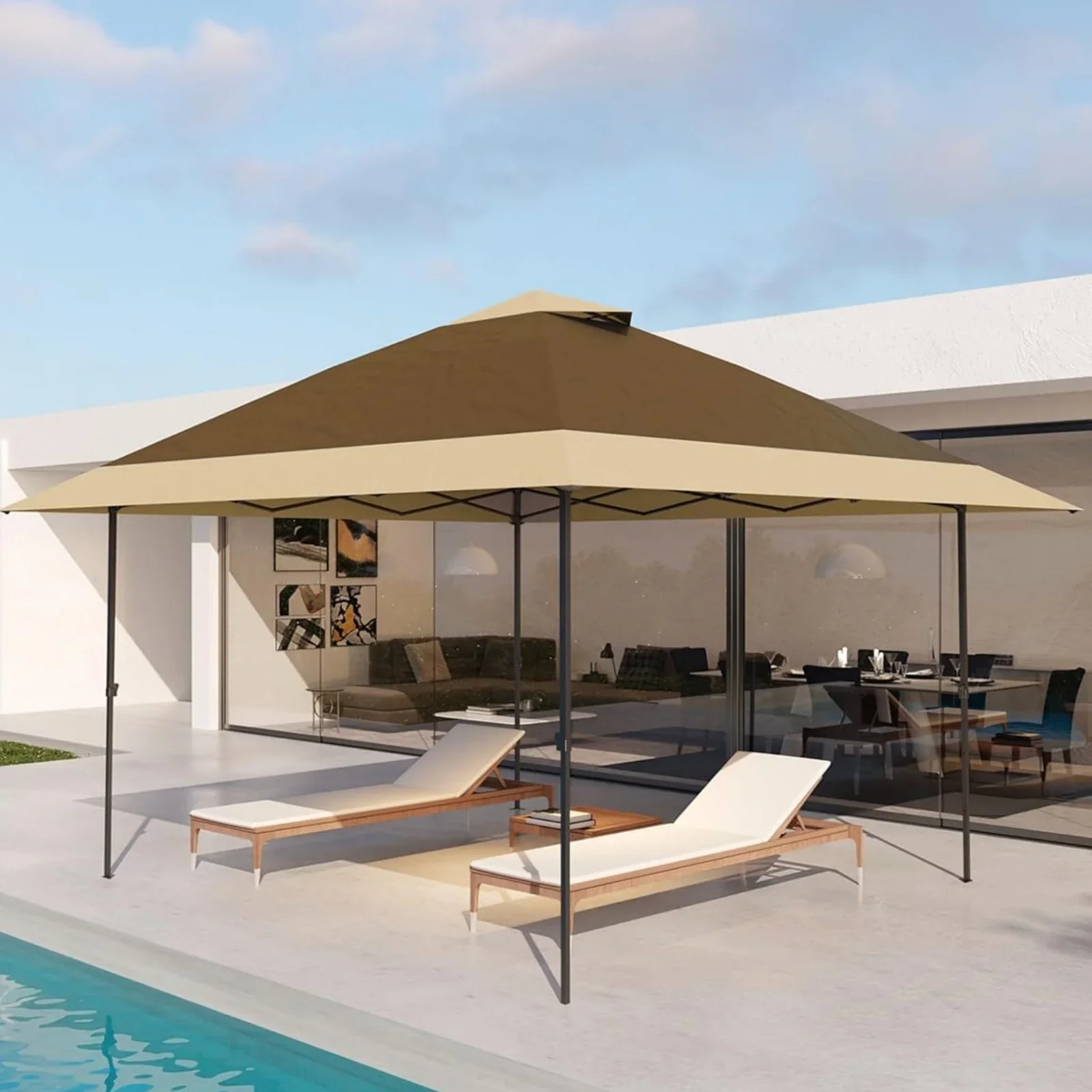 M optimized 12' x 12' Pop up Canopy Tent, Outdoor Gazebo Tent Gazebo Shade Shelter w/ 3 Adjustable Height for Backyard, Garden, Lawn