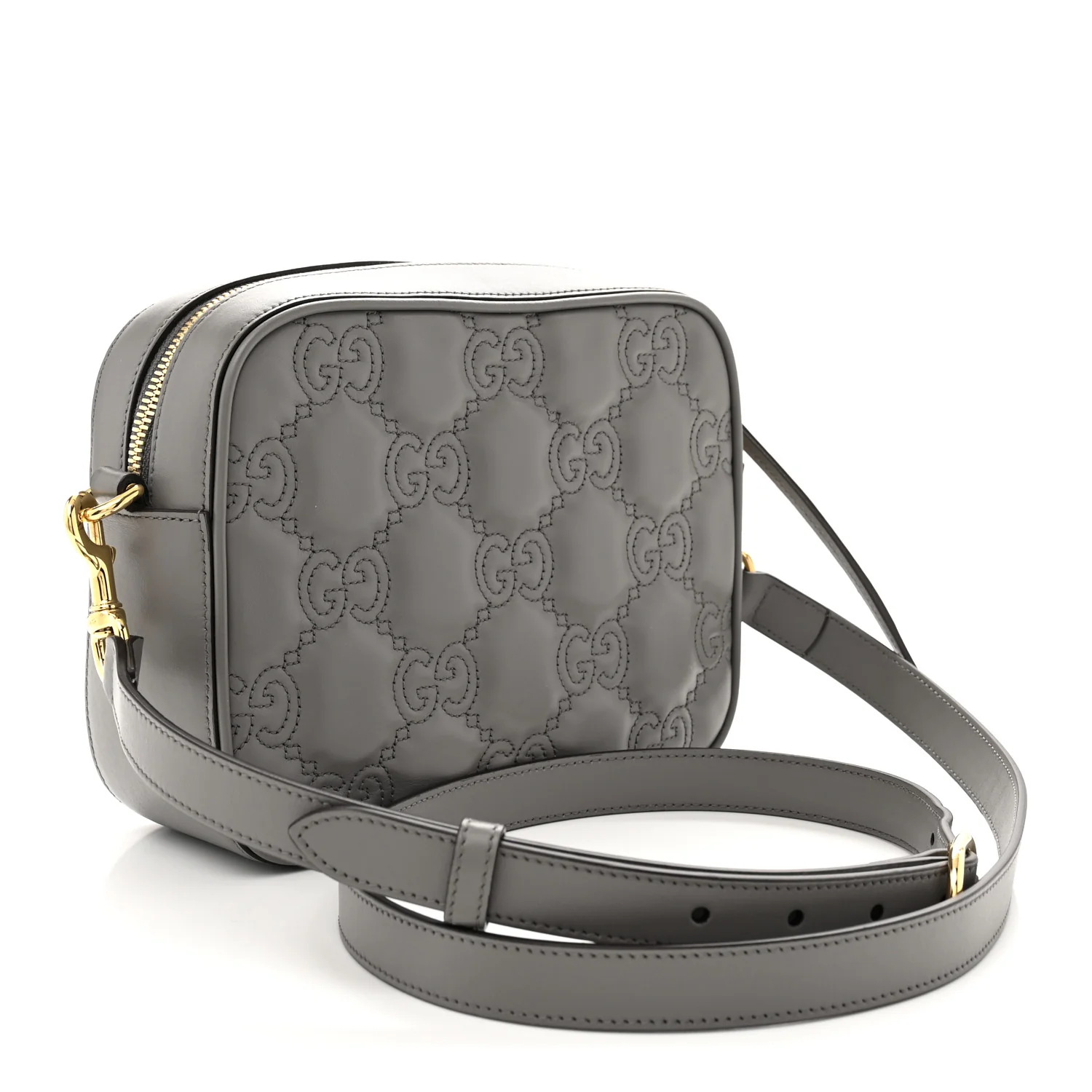 Calfskin GG Matelasse Shoulder Bag Dusty Grey Natural