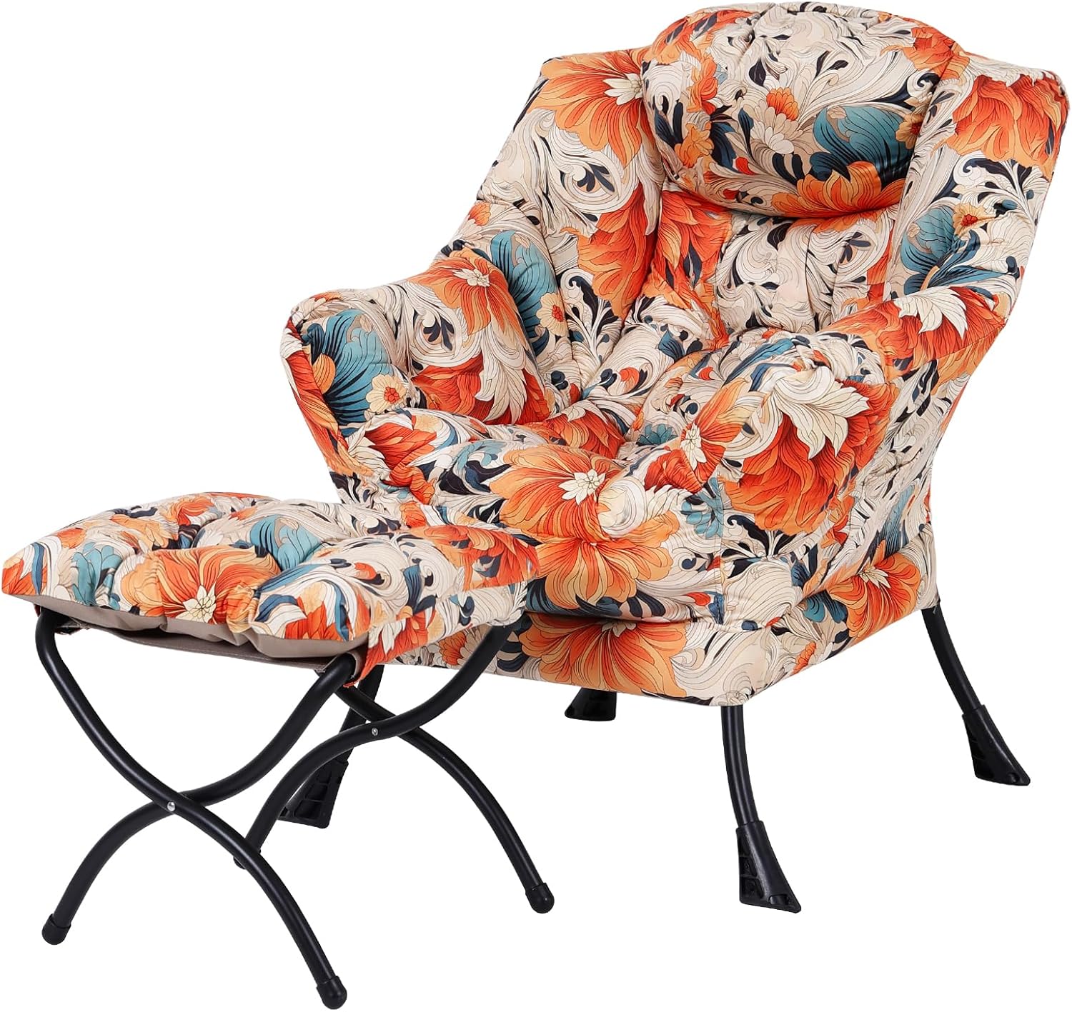 Fauteuil relax Welnow avec repose-pieds, fauteuil d'appoint moderne avec accoudoirs et poche latérale, fauteuil de lecture avec repose-pieds pour petits espaces, gris foncé