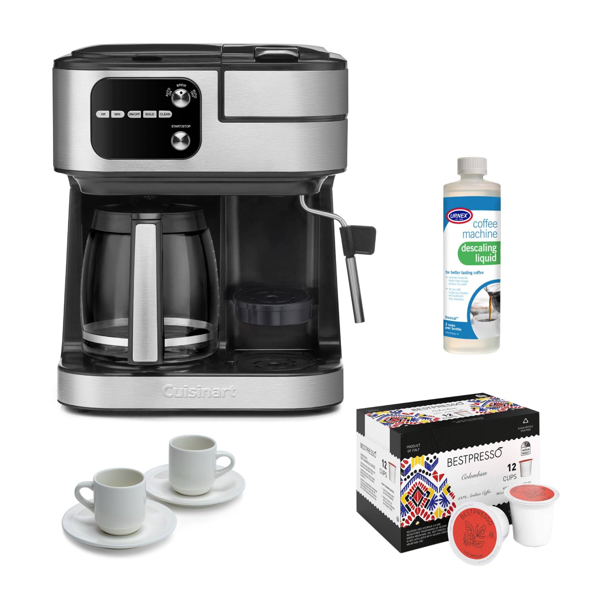 Cuisinart Coffee Center Barista Bar 4-in-1 Coffeemaker (Black) with Cup Set, and Descaling Liquid, Size: 4 in