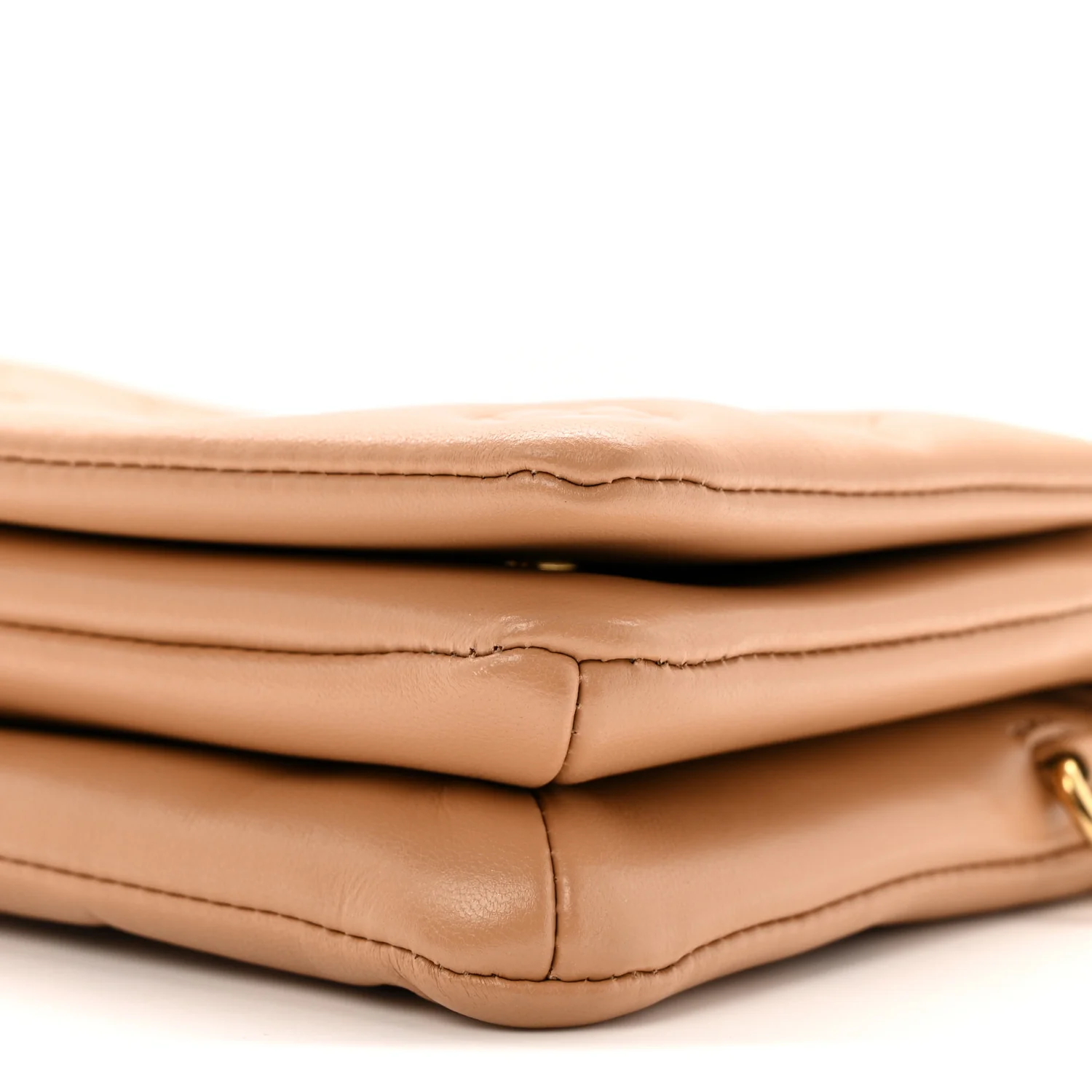 Lambskin Embossed Monogram Pochette Coussin Camel