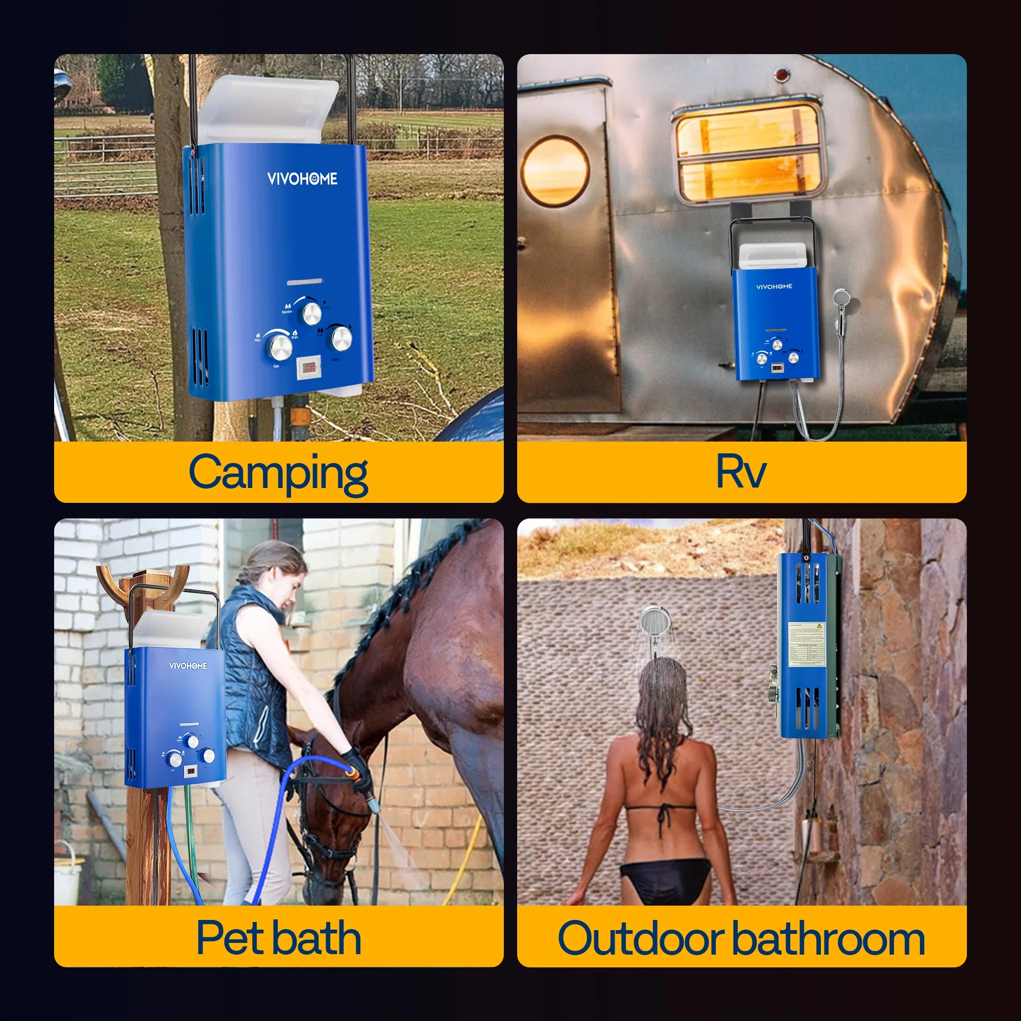 RV Portable Propane Tankless Water Heater, 1.6GPM 6L RV Tankless Automotive Water Heater with Digital Display for RV Use, Blue(Blue) - Image 8