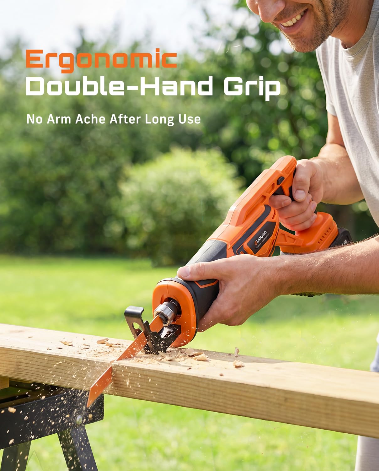 Reciprocating Saw Cordless with 8 Blades: 2 x 4.0Ah Battery, Brushless Motor 3300 RPM, Cordless Reciprocating Saw Kit for Wood PVC Metal Tree Bone Cutting DIY (Orange) | Come with 2pcs 4.0Ah Batteries & 8 Cutting Blades, 3300SPM, Perfect for DIY Cutt