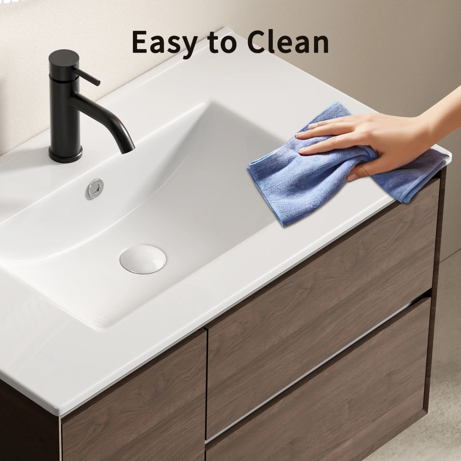 24-Inch Bathroom Vanity Top with Integrated Sink, White Porcelain Ceramic Vanity Sink Top with Oval Basin for a Clean, Modern Bathroom(White) - Image 5
