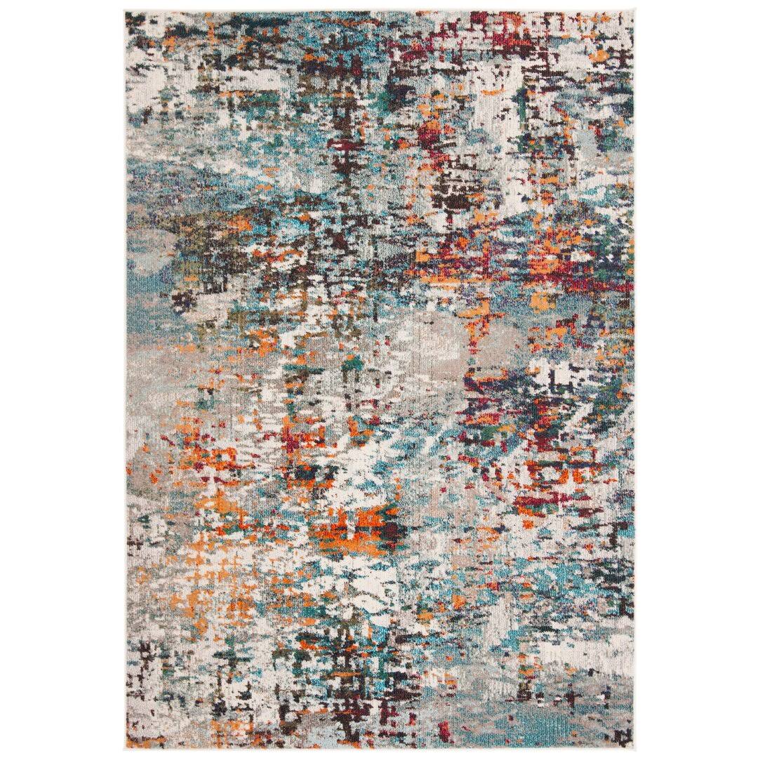 Abingt Gray/Blue/Orange Rug 17 Stories Rug Size: Rectangle 3' x 5'