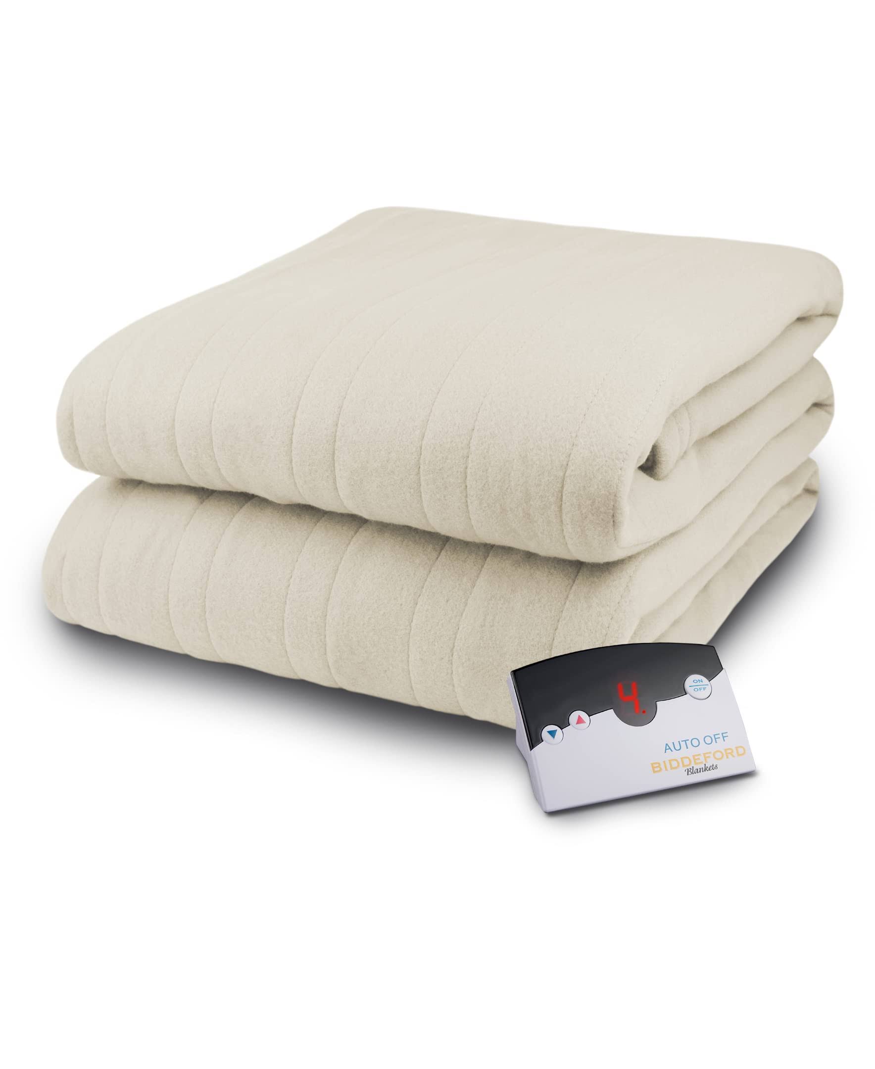 Biddeford Comfort Knit Fleece Electric Full Blanket, Created for Macy's - Natural