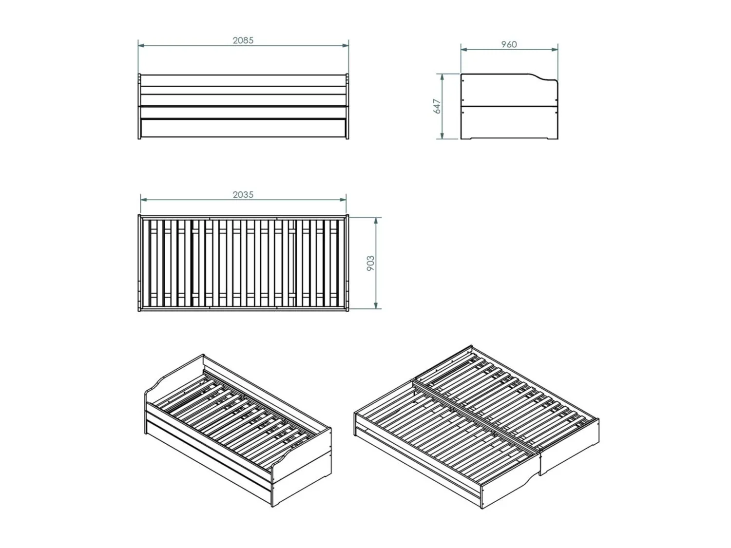 Inter Link Lit banquette Lotar, 3 places