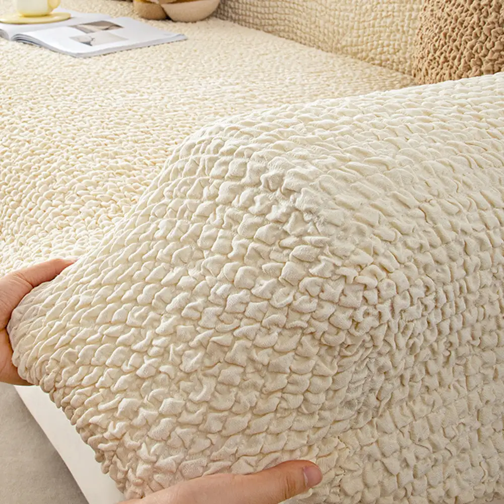 Cream Style Seersucker Breathable Stretchy Full-Coverage Magic Armchair Cover