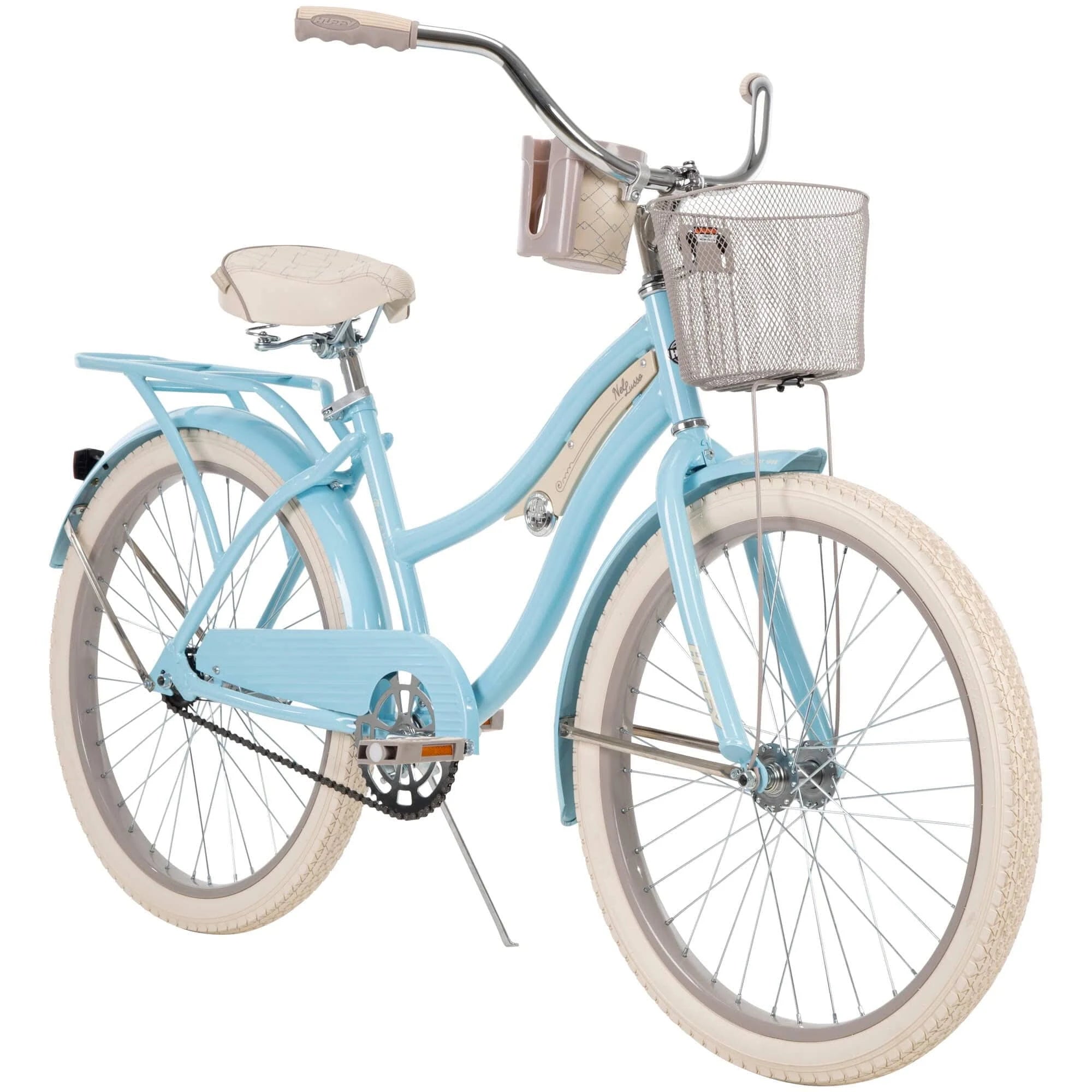 Huffy 24 in. Girls nel Lusso Women's Classic Beach Cruiser Bike. Light Blue - MadeInUSA