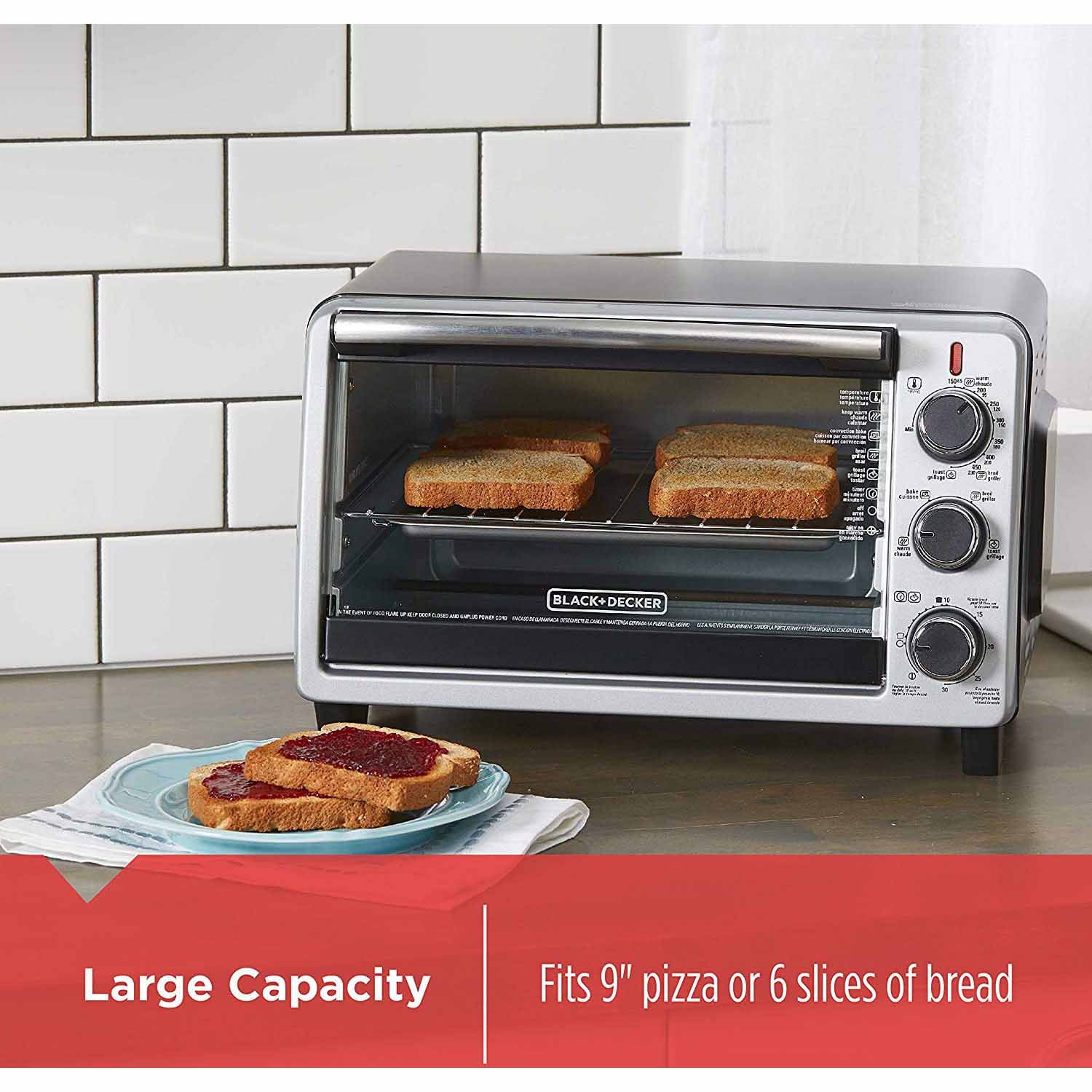 BLACK+DECKER 6 - Slice Toaster Oven, Black, TO1950SBD