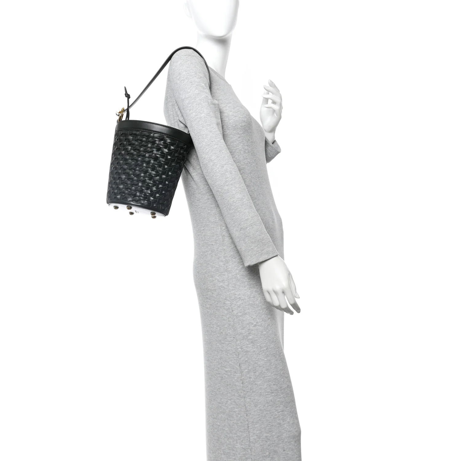 Nappa Intrecciato Small JJ Bucket Bag Black