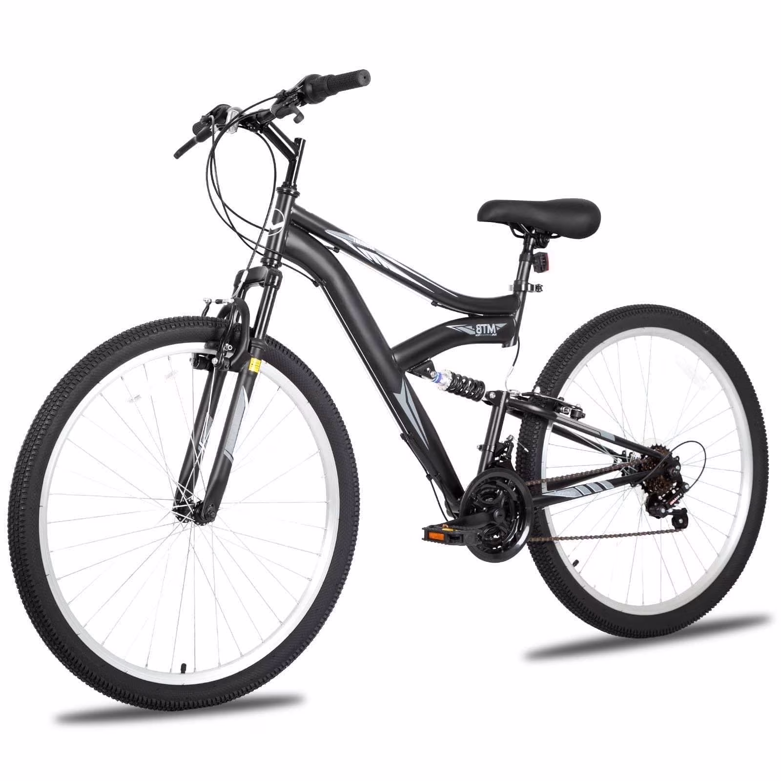Hykolity 27.5 in Mountain Bike MTB Outdoor Bicycle Cycling 18 Speed Trail Sport Off - Road Bikes Full Suspension for Adult Men Unisex Black