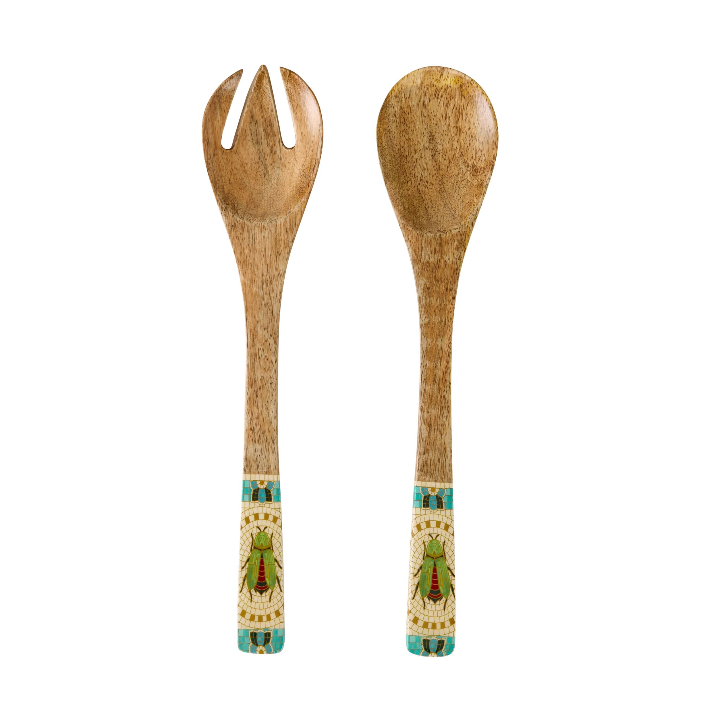 Mystic Scarab Mango Wood Salad Servers