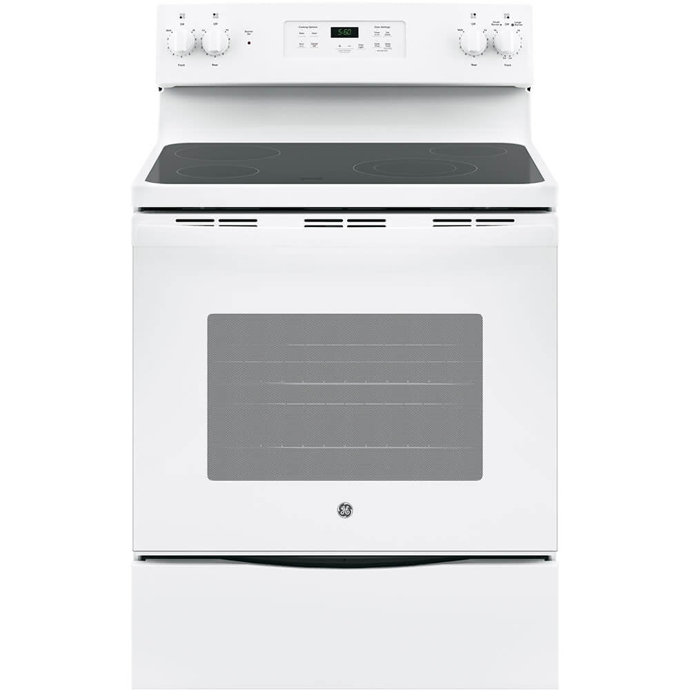 GE JBS60DKWW 5 3 Cu  Ft  White 4 Burner Electric Range