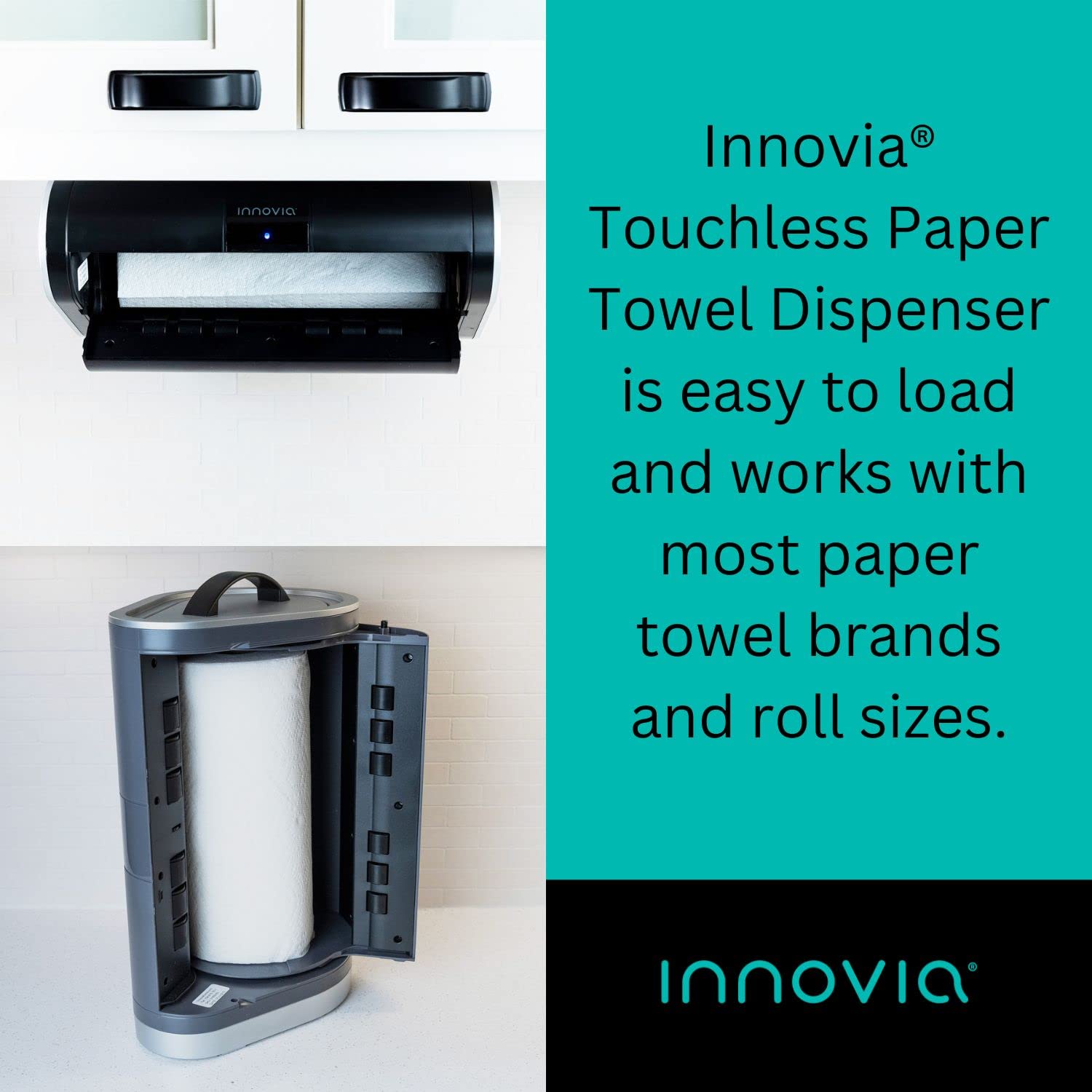 Distributeur de papier essuie-mains sans contact Innovia, blanc, à poser sur le comptoir