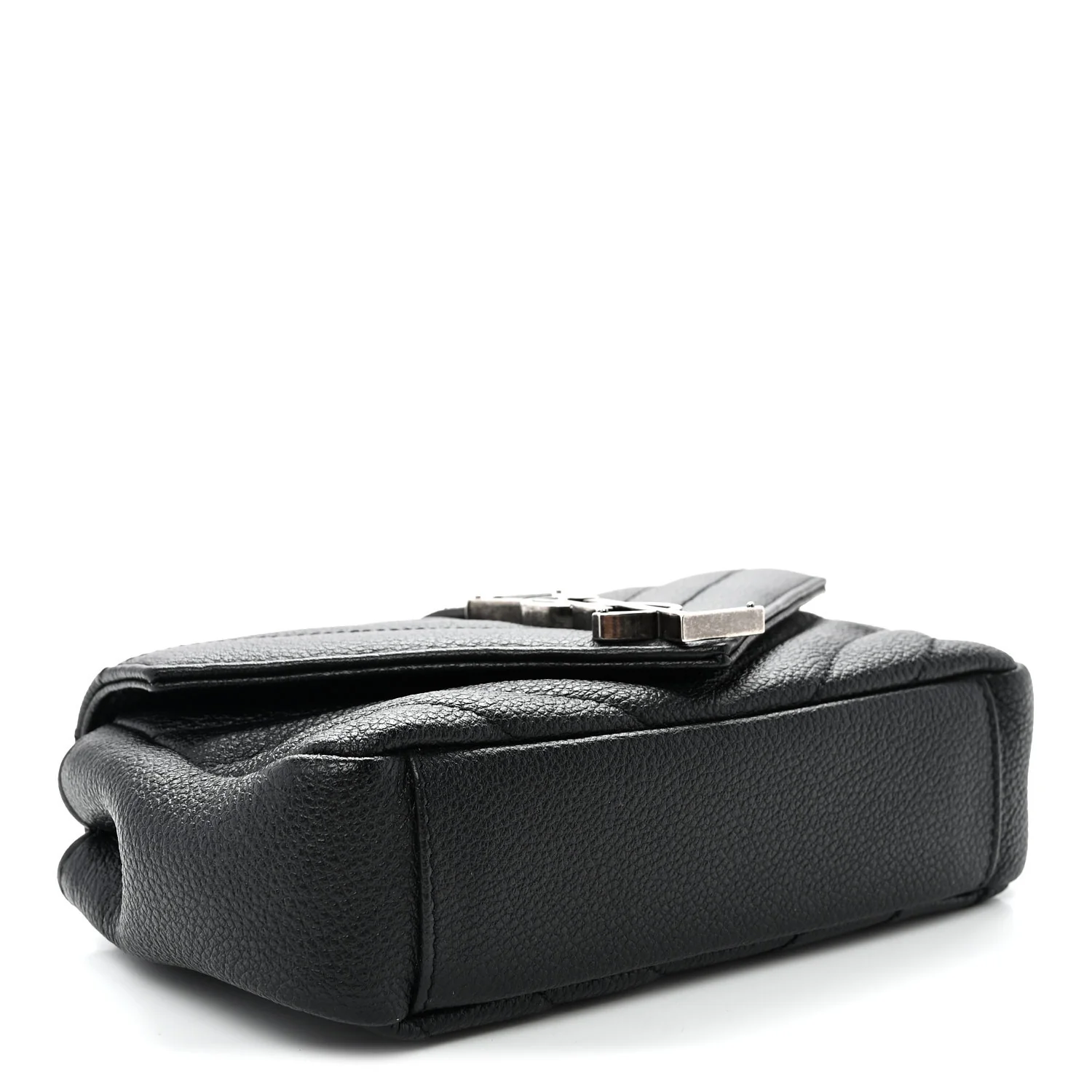 Grained Calfskin Matelasse Chevron Classic Monogram Baby Chain Bag Black