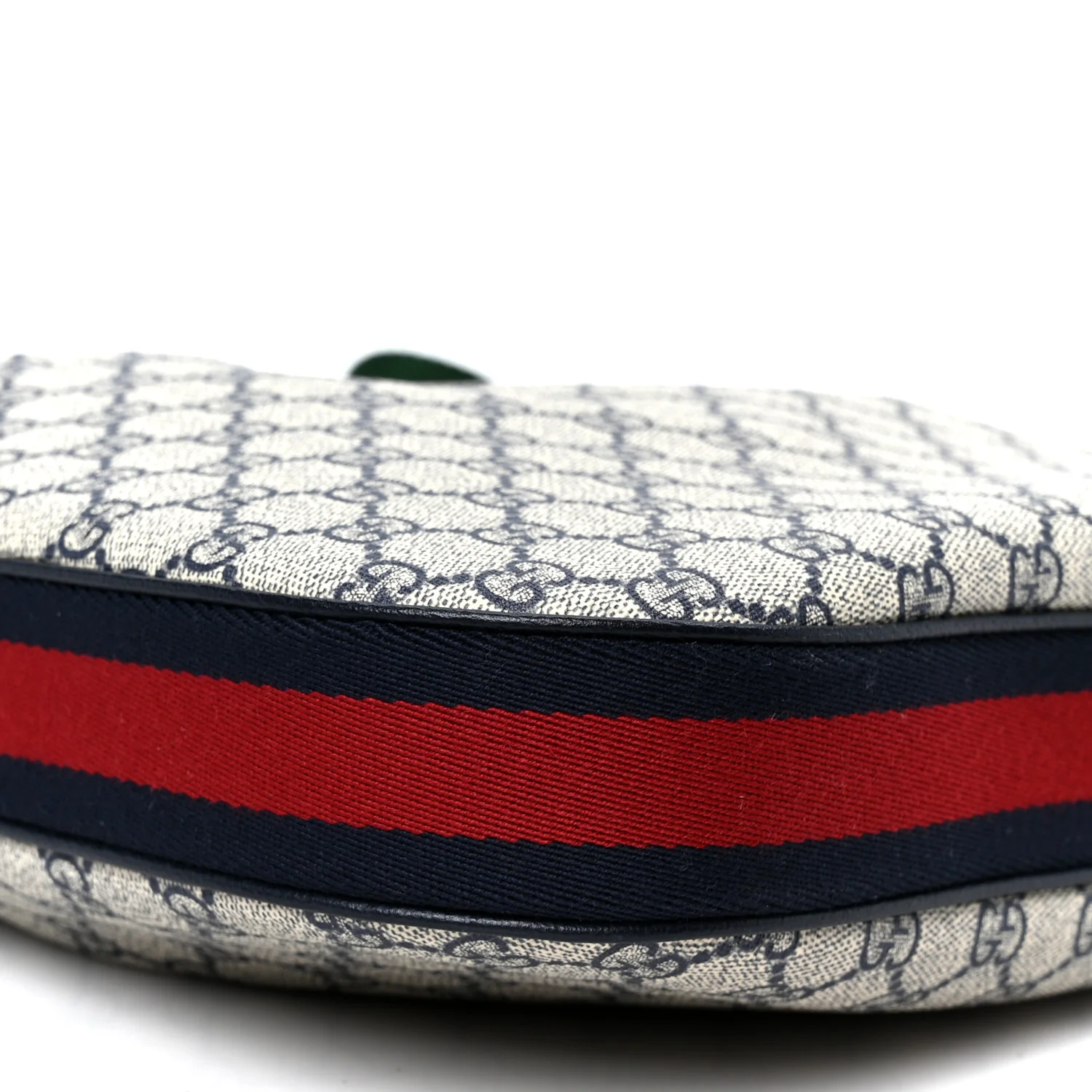 GG Supreme Monogram Textured Calfskin Web Large Attache Shoulder Bag Beige Blue