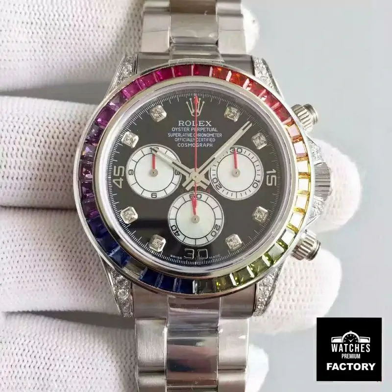 Rolex Daytona Cosmograph Rainbow 116595RBOW BL Factory Black Dial