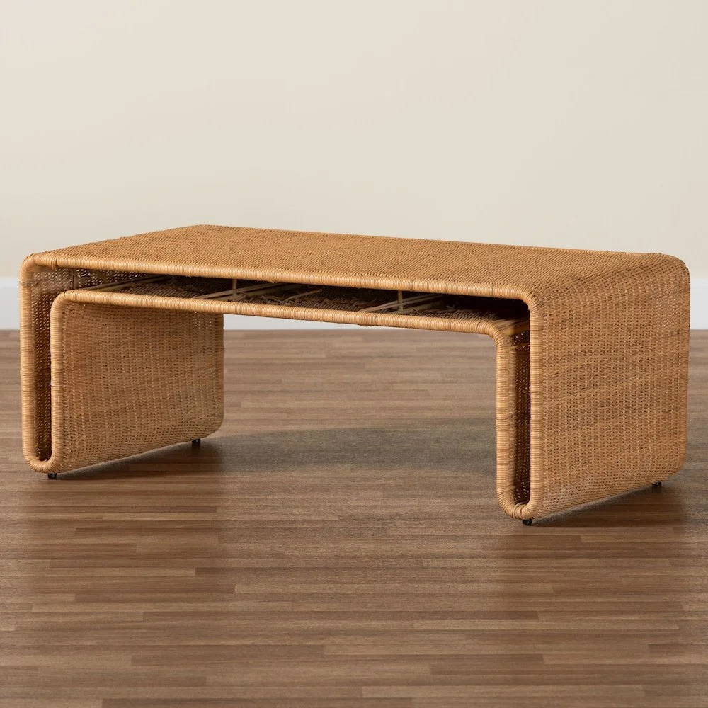 Bali & Pari Nevada Bohemian Light Honey Rattan Coffee Table