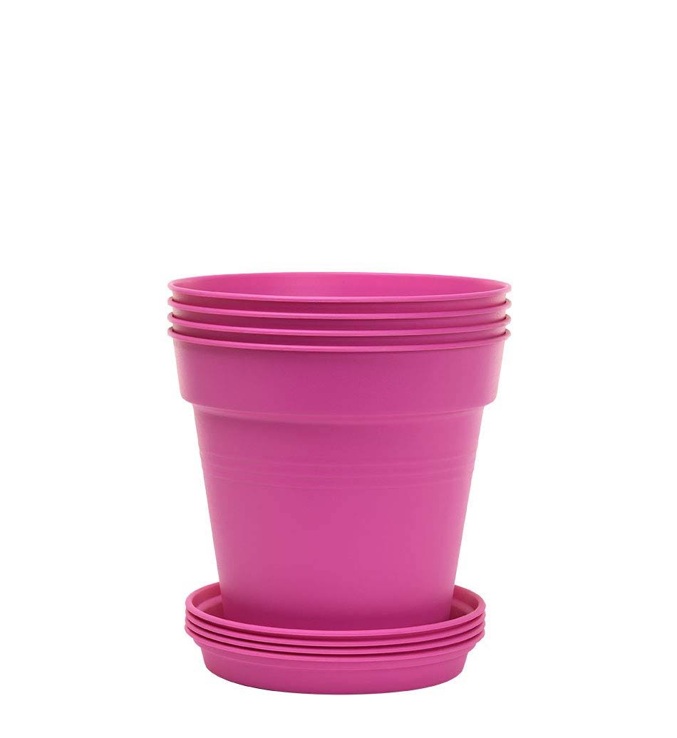 Mintra Home Garden Pots 4pk (13cm Round, Fuschia), Size: 13 cm, Purple