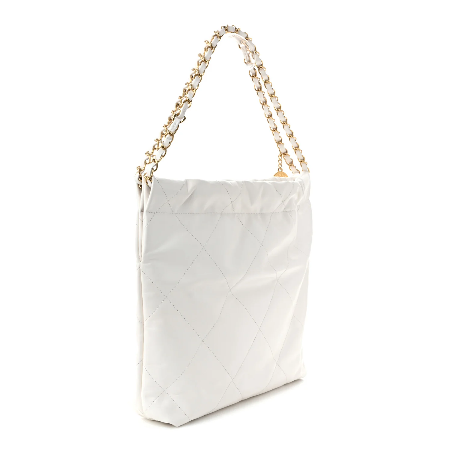 Shiny Calfskin Quilted Small Chanel  White