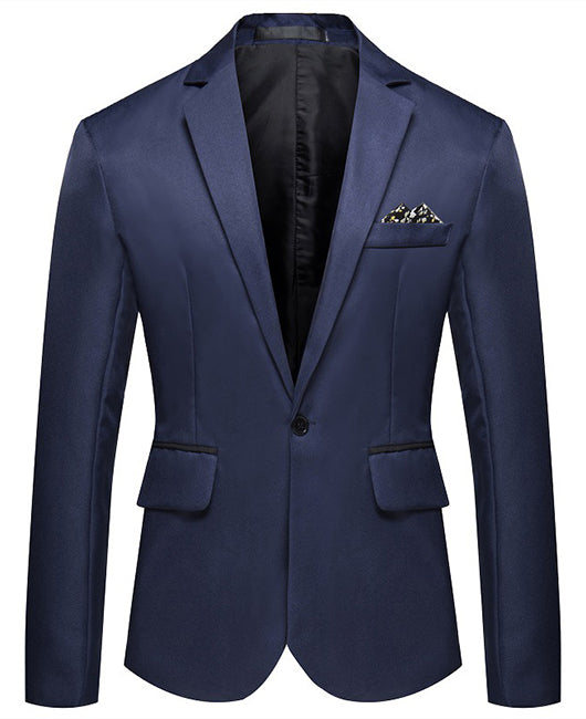 Blazer élégant à col à revers uni et un bouton